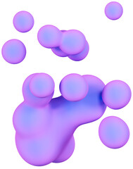 3D Playful colorful metaball shape, creative graphic abstract form isolated clipart. Render of geometric modern y2k illustration