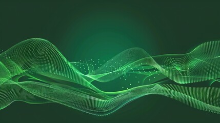 Green Minimalist Tech Wave Background Images, with fresh green as the main tone, matched with smooth tech-style wave lines, integrating elements such as low-saturation gradients and minimalist light 
