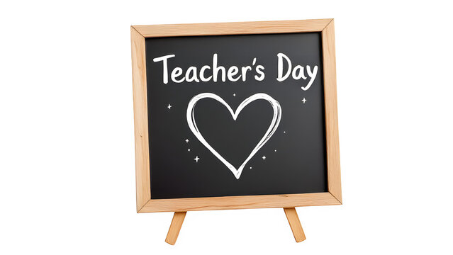 Teacher's Day Chalkboard Sign, isolated on transparent background - Powered by Adobe