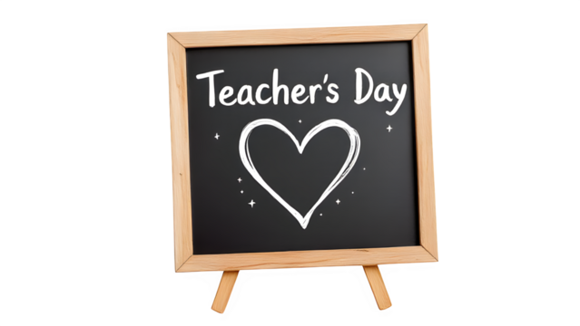 Teacher's Day Chalkboard Sign, isolated on transparent background