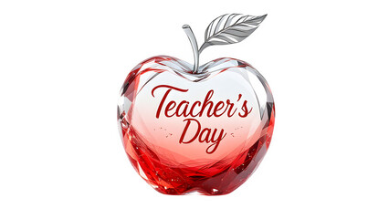 Crystal Apple Teacher’s Day Greeting, isolated on transparent background