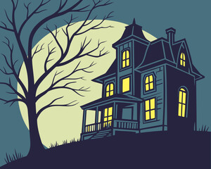 Halloween house in the night