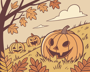 halloween background with pumpkin