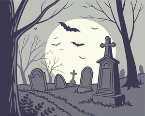 vector illustration of a halloween night