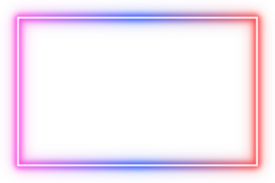 Neon glowing rectangular frame with pink purple and blue gradient light effect for poster, banner, invitation and digital design template