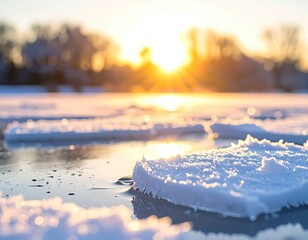 Winter sun on fractured ice