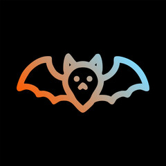 Line art bat icon with gradient colors