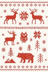 christmas seamless pattern with deer