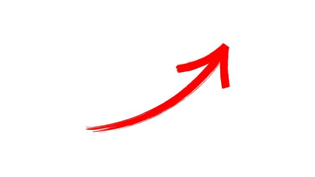 Hand-drawn brush arrow animation, Red marker Arrow animation on a transparent background.
