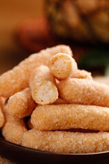 Traditional Sticky Rice Sticks Beijing Dim Sum Chinese Food Golden Fried Crispy Tubes Restaurant Cuisine