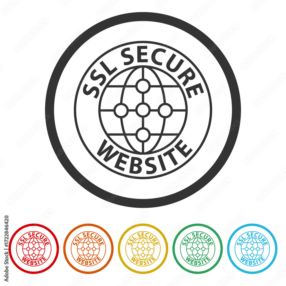 Poster secure internet connection ssl icon. set icons in color circle buttons