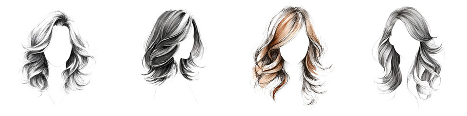 Stylish Female Hairstyle Illustrations Collection