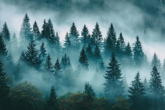 Misty mountain forest scene (5)