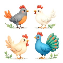 Fototapeta premium set of funny cartoon birds