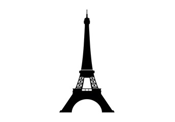 Elegant Silhouette of the Eiffel Tower A Parisian Icon Standing Tall Against a Clean White Backdrop