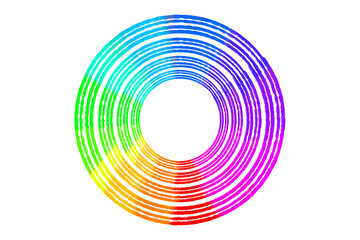 Radiant concentric rainbow rings beckon towards infinite on transparent background