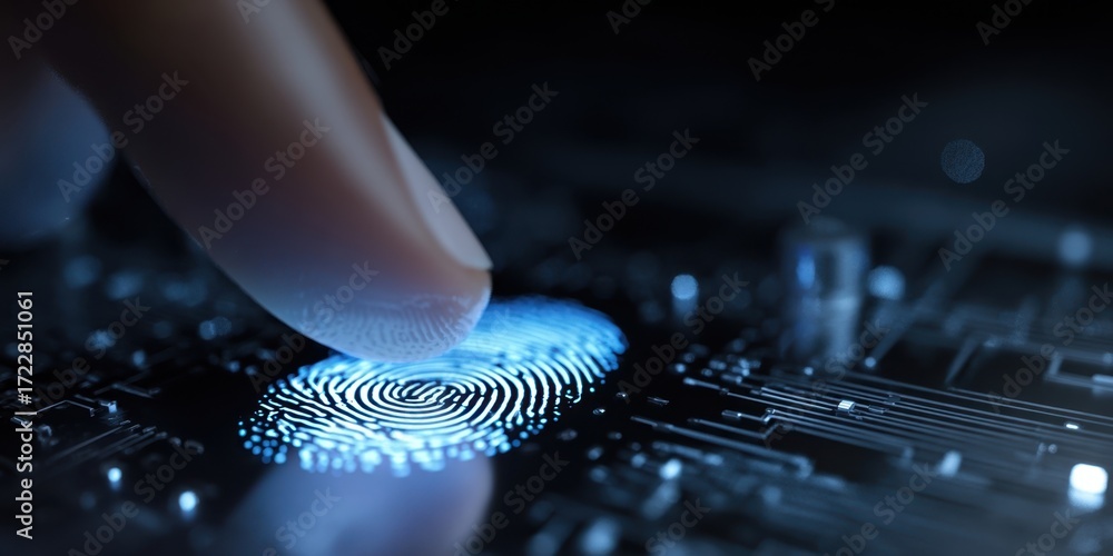 Poster The futuristic fingerprint scanner enhancing digital security and user identification.