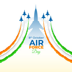 Vector illustration of Indian Air Force Day social media feed template