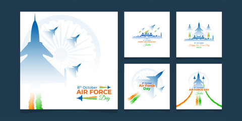 Vector illustration of Indian Air Force Day social media feed template