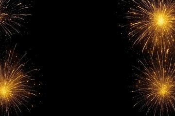 Spectacular golden fireworks illuminating the night sky. Explosion of light and sparks for celebrations, prestigious events and festive moments. Luxury pyrotechnics.