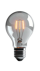 Glowing LED lightbulb, transparent glass, metallic base