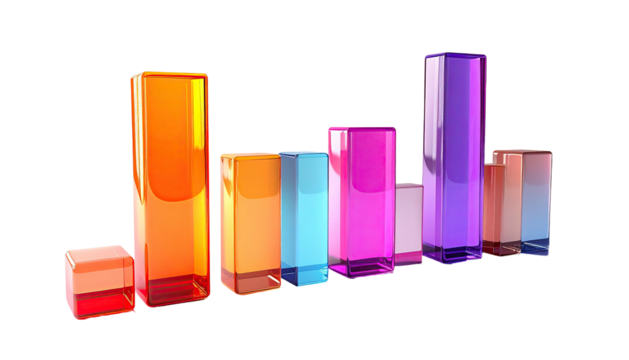 Colorful translucent rectangular bar graph