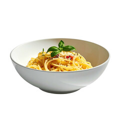 Creamy pasta in a white bowl