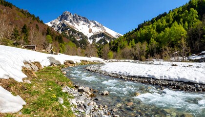 Mountain River in Springtime.