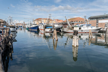 fishing vessels in S.Domenico canal, Chioggia, Italy