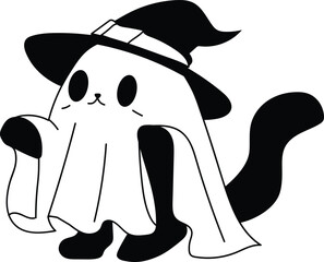 cute spooky black cat halloween 