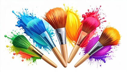 Colorful paintbrushes with vibrant splashes (1)