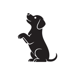 Playful Dog Begging Silhouette – Black Pet Icon for Logo, Clipart, and Design
