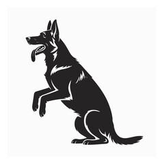 Playful Dog Begging Silhouette – Black Pet Icon for Logo, Clipart, and Design