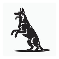Playful Dog Begging Silhouette – Black Pet Icon for Logo, Clipart, and Design
