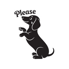 Playful Dog Begging Silhouette – Black Pet Icon for Logo, Clipart, and Design