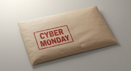 Brown paper envelope with Cyber Monday sign