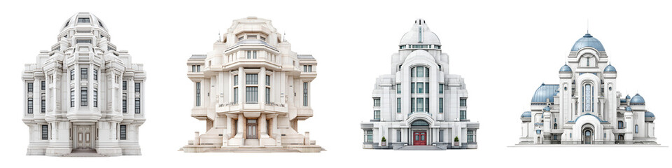 Obraz premium Architectural Elegance: Collection of Detailed Building Facades