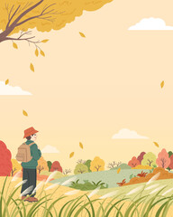 Autumn Scene Traveler Amidst Fall Foliage