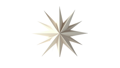 3D rendered, light-gray starburst, sharp points
