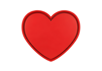 Illustration of a single red heart shape, isolated on transparent background on transparent background