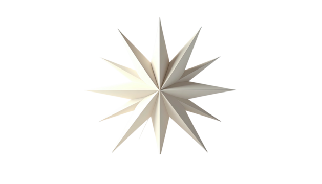 3D rendered, light-gray starburst, sharp points