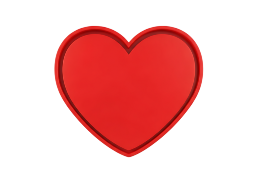 Illustration of a single red heart shape, isolated on transparent background on transparent background - Powered by Adobe