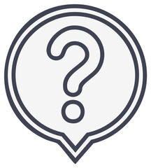 Question Mark Icon, Speech Bubble Outline Design for Learning and Problem Solving