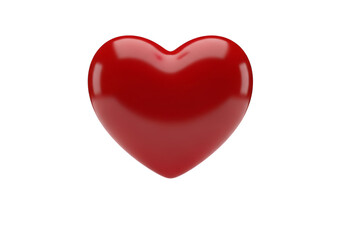 Illustration of a glossy red heart symbol isolated on a transparent background, representing love and affection on transparent background