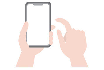 スマホを操作する手元のイラスト