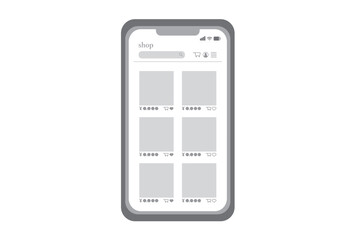 オンラインストアを表示したスマホのイラスト