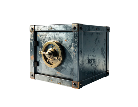 Rusty, aged, metal strongbox
