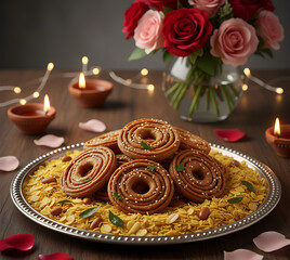 Crispy golden Diwali chakli faral served with festive joy