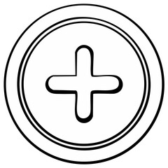 Obraz premium Hand drawn plus sign icon inside a double circle illustration for growth and addition