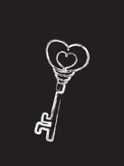 Simple key house brush painting illustration. Art drawing of Key house for poster or wall decoratioin.
